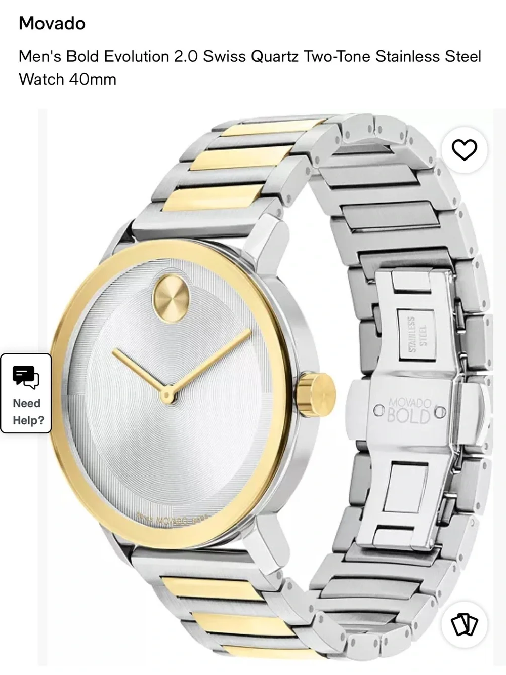 Movado Two-Tone Silver and Gold Bracelet Watch